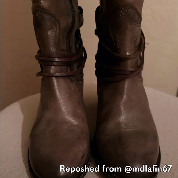 Sz 8 Freebird COAL Tall Knee High Lace Grey /Brown Leather Boots. Item # 21475 - Picture 5 of 8